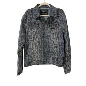 AKOO Men’s Size M Denim Jean Jacket Distressed Streetwear Urban Style